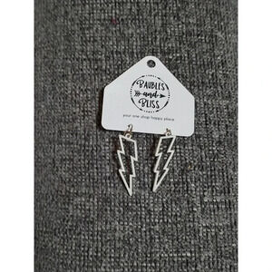 80's Thunderbolt Hallow Earrings New